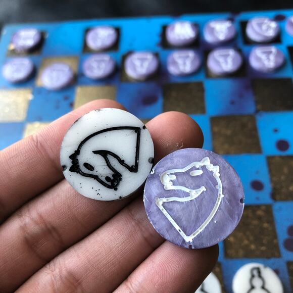 Chess Set - Golden Blue Splatter - Picture 3 of 9